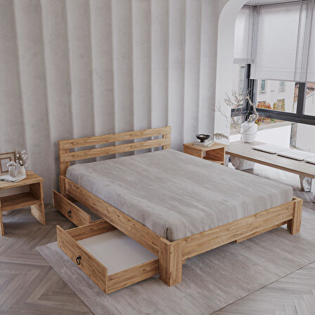 4 Çekmeceli Atlantik Letto Mdf Karyola | Tek Ve Çift Kişilik Yatak Uyumlu, Kolay Kurulum  