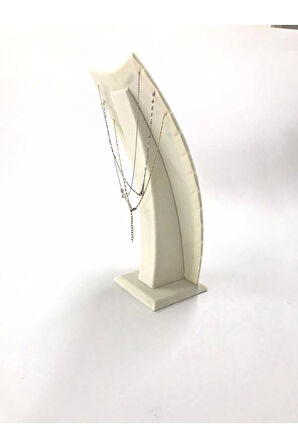 Yerli Üretim Dubai Model Süet Kumaş Krem Renk 25/12 Cm Kolye -zincir Ayaklı Stand