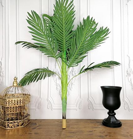 Yapay Çiçek Dal Areka Palmiye 12 Yaprak 90 cm Salon Çiçeği Yapay Bitki