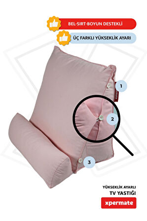 XPERMATE Tv Yastığı Bel Destek Yastığı Sırt Yastığı Boyun Destekli Yastık Ameliyat Sonrası Yastık Toz Pembe