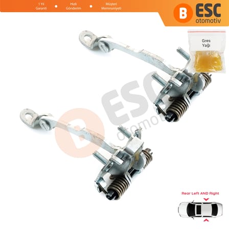 EDP226-1 2 Pieces Rear Door Limiter Stop Check Strap Hinge 9181.L9 for Citroen C3 MK1 MK2 2002-2016