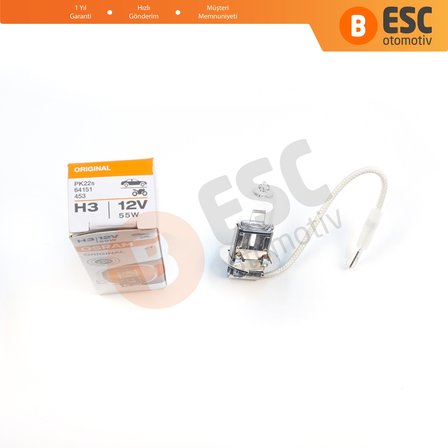 Sis Lambası Römork Arazi Aracı Farı İçin OSRAM ORIGINAL 64151 H3 12V 55W PK22s H3 Halojen Ampul
