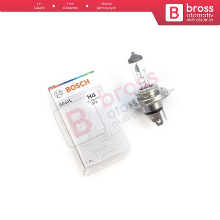 Kısa Uzun Far Sis Lambası için BOSCH BASIC Seri 1987302803 12V 60/55W H4 Halojen Far Ampulü Tırnaklı