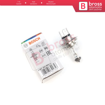 Kısa Uzun Far Sis Lambası için BOSCH BASIC Seri 1987302803 12V 60/55W H4 Halojen Far Ampulü Tırnaklı