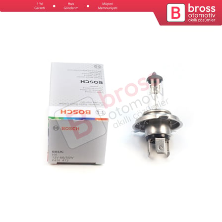 Kısa Uzun Far Sis Lambası için BOSCH BASIC Seri 1987302803 12V 60/55W H4 Halojen Far Ampulü Tırnaklı
