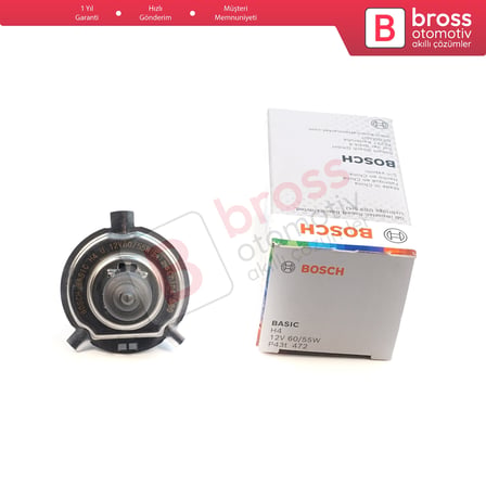 Kısa Uzun Far Sis Lambası için BOSCH BASIC Seri 1987302803 12V 60/55W H4 Halojen Far Ampulü Tırnaklı
