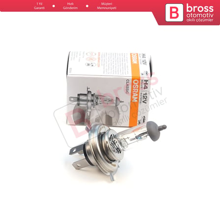 Kısa Uzun Far Sis Lambası için OSRAM CLASSIC 64193CLC 12V 60/55W H4 Halojen Far Ampulü Tırnaklı