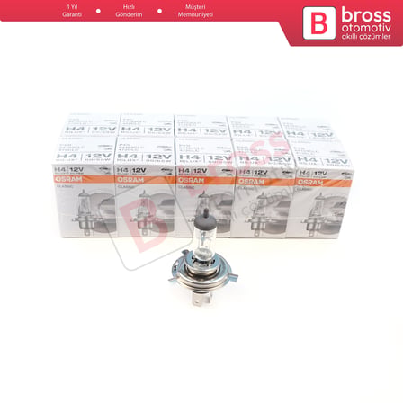 Kısa Uzun Far Sis Lambası için 10 Adet OSRAM CLASSIC Seri 64193CLC 12V 60/55W H4 Halojen Far Ampulü