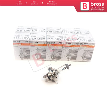 Kısa Uzun Far Sis Lambası için 10 Adet OSRAM CLASSIC Seri 64193CLC 12V 60/55W H4 Halojen Far Ampulü