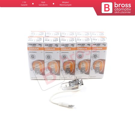 Sis Lambası Römork Arazi Aracı Farı İçin 10 Adet OSRAM ORIGINAL 64151 12V 55W PK22s H3 Halojen Ampul