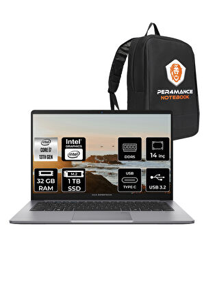 Asus ExpertBook P1 Intel Core i7 13620H 32GB 1TB SSD 14" FHD FDOS Taşınabilir Bilgisayar & PER4 Çanta