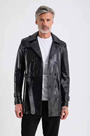 Moreno Erkek Hakiki Deri Trençkot