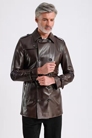 Moreno Erkek Hakiki Deri Trençkot