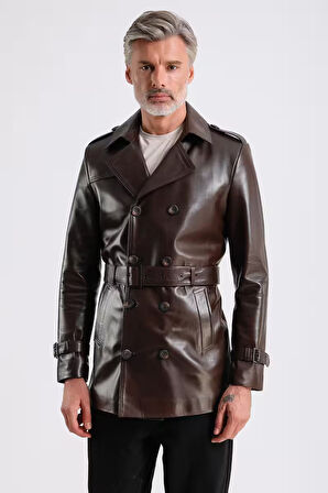 Moreno Erkek Hakiki Deri Trençkot