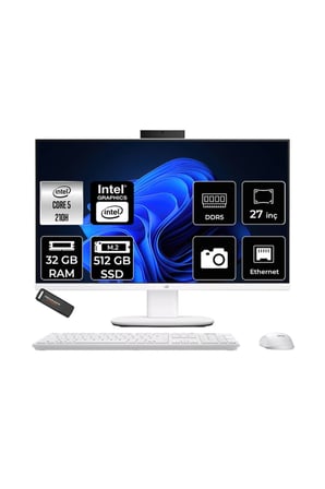 V470 Core 5 210H 32GB RAM 512GB SSD 27" FHD 100Hz FreeDOS V470C516512W0DP317 All In One Bilgisayar + Per4 USB