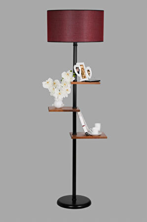 MODA LAMBADER SİYAH SİLİNDİR HASIR BORDO ABAJURLU