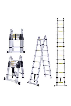 Ebax Teleskopik Merdiven Çift Taraflı 6+6 Basamaklı 4,4 Mt