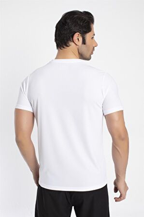 Crozwise V Yaka Erkek Beyaz Spor T-shirt - 7136-04