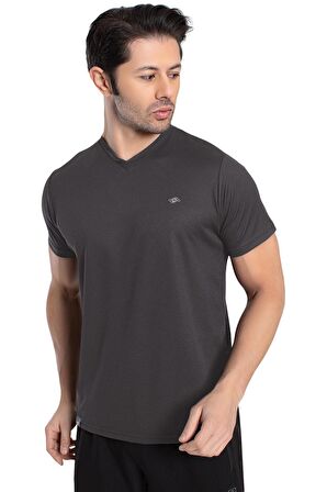 Crozwise V Yaka Erkek Antrasit Spor T-shirt - 7136-06