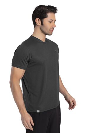 Crozwise V Yaka Erkek Antrasit Spor T-shirt - 7136-06