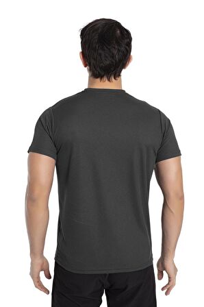 Crozwise V Yaka Erkek Antrasit Spor T-shirt - 7136-06