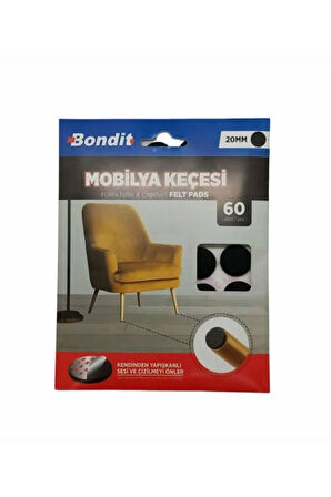 Bondit Yuvarlak Mobilya Keçesi 20mm 60 Adet Mobilya Kaydırmazı Keçesi