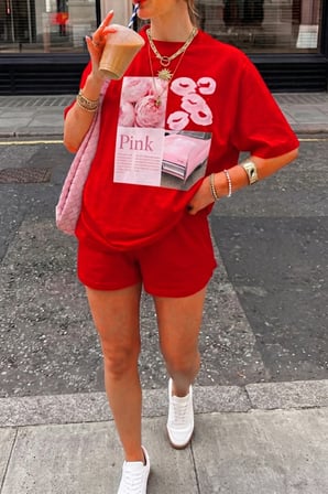 Vintage Retro Pembe Pink Baskılı Tasarım Tshirt