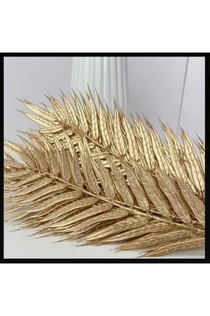 Yapay Gold Palmiye / Eğrelti Otu Dalı 10'lu Set (40 cm) – Altın Sarısı Vazo Aranjman Süsü