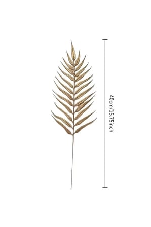 Yapay Gold Palmiye / Eğrelti Otu Dalı 10'lu Set (40 cm) – Altın Sarısı Vazo Aranjman Süsü