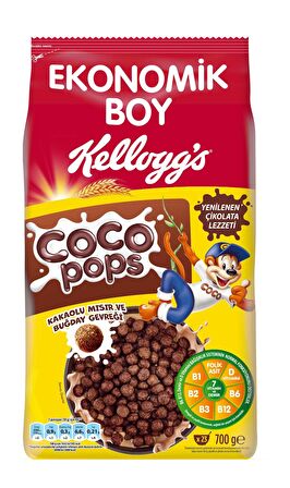 Kellogg's Coco Pops Çikolatalı Buğday ve Mısır Gevreği 700 Gr x 3 Adet, Lif, Demir ve 6 Vitamin içerir