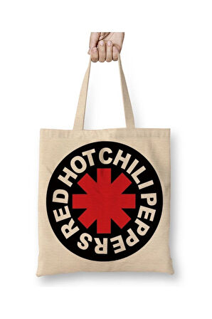 Red Hot Chili Peppers Beyaz Bez Çanta Uzun Saplı Alışveriş Çantası Plaj Çantası