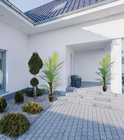 Yapay Ağaç Areka Ağacı Palmiye Ağacı Salon Bitkisi Doğal Palmiye Lifi Gövde 130 cm 20 Yaprak