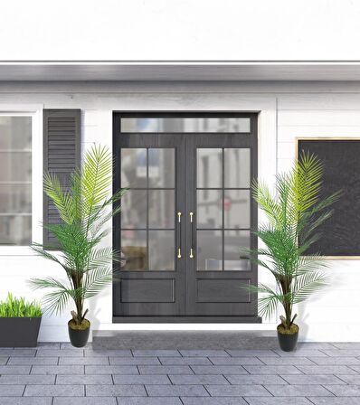 Yapay Ağaç Areka Ağacı Palmiye Ağacı Salon Bitkisi Doğal Palmiye Lifi Gövde 130 cm 20 Yaprak