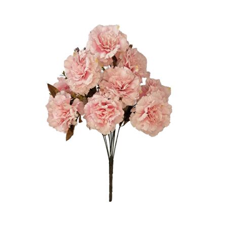 Yapay Çiçek Karanfil Demeti Pembe  9 Kafalı Büyük Demet 45cm