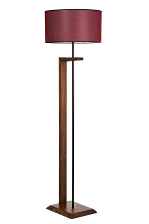 MENEKŞE CEVİZ AHŞAP LAMBADER SİLİNDİR HASIR BORDO ABAJURLU