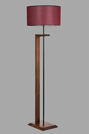 MENEKŞE CEVİZ AHŞAP LAMBADER SİLİNDİR HASIR BORDO ABAJURLU