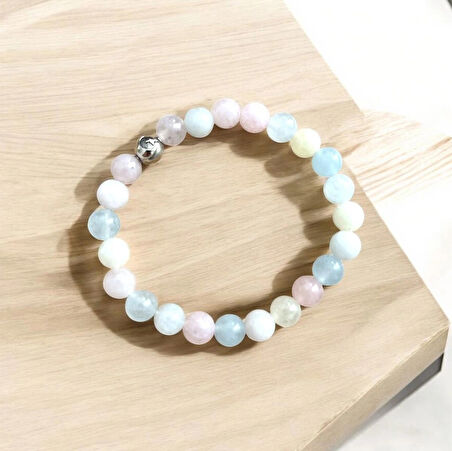 Pastel Renkli Akik Taşı Bileklik – 8 mm Doğal Taş – Ruhsal Denge & Şıklık