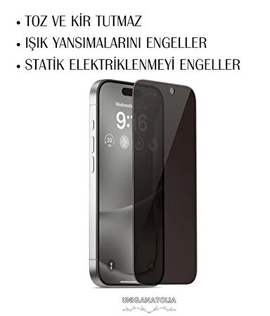 iPhone 17 Pro Anti-Static 3D Prıvacy Hayalet Toz Tutmayan Kırılmaz Ekran Koruyucu