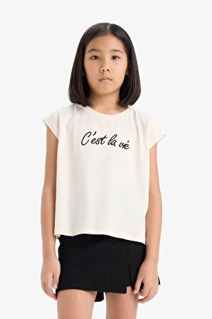 DeFacto Kız Çocuk 2'li Takım Baskılı Kolsuz Tişört Şort Etek E1260A825SMBG106