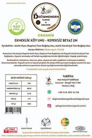 Organik Atalık Ekmeklik Köy Unu - (Kepeksiz-Beyaz Un) - 5 Kilo