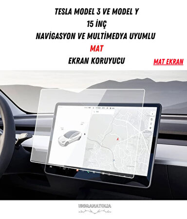 Tesla Model 3 ve Model Y Navigasyon ve Multimedya Uyumlu Mat Ekran Koruyucu