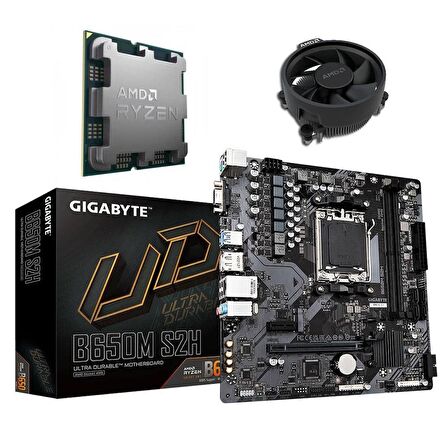 GIGABYTE B650M S2H AM5 ANAKART + Amd Ryzen 5 7500F AM5 + AMD FAN BUNDLE 