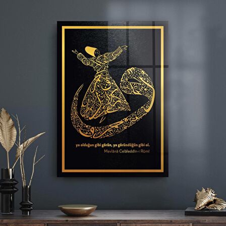 Decovetro Cam Tablo Mevlana Vav Dini İslami Tablo