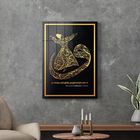 Decovetro Cam Tablo Mevlana Vav Dini İslami Tablo