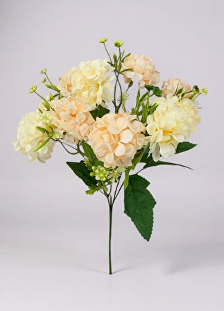 Yapay Çiçek Kartopu Krizantem Yavruağzı 5Dallı 10toplu Demet 30cm