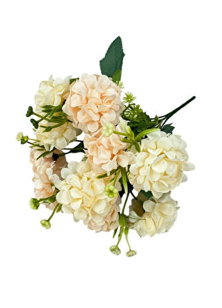 Yapay Çiçek Kartopu Krizantem Yavruağzı 5Dallı 10toplu Demet 30cm