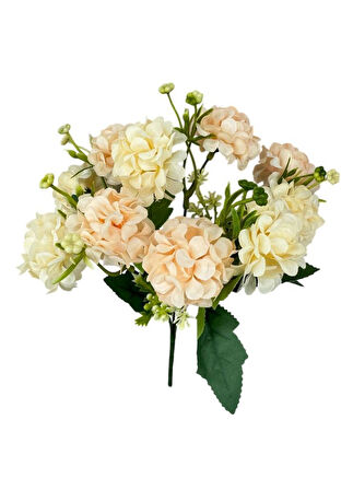 Yapay Çiçek Kartopu Krizantem Yavruağzı 5Dallı 10toplu Demet 30cm