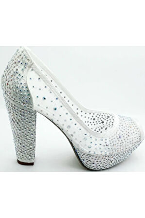 Kadın Sedef Taşlı Abiye Topuklu Ayakkabı 586398