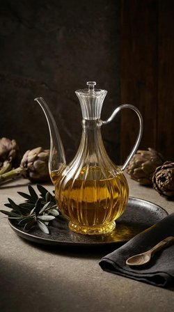 Cam Yağdanlık 750 ml Glory Çizgili Borosilikat Sirkelik – El Üretimi Yağ, Sirke ve Sos Şişesi Çizgil