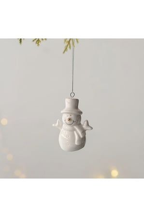 Porselen Kardan Adam Yılbaşı Ağaç Süsü – Dekoratif Seramik Yılbaşı Süsü (5.5 cm)
